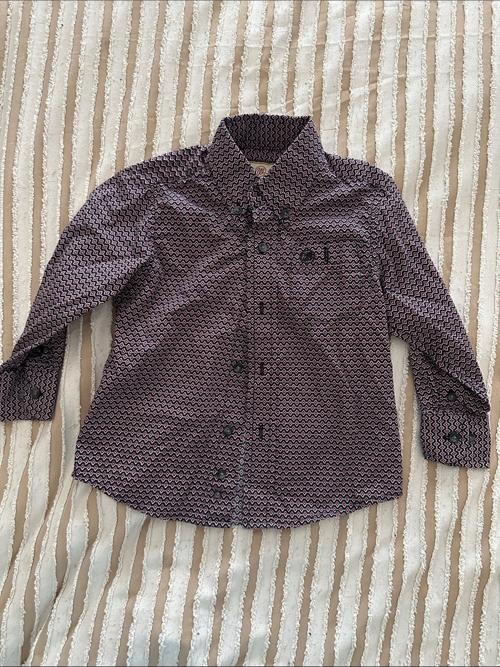 Wrangler Pink and Black Geometric Button-Down Shirt